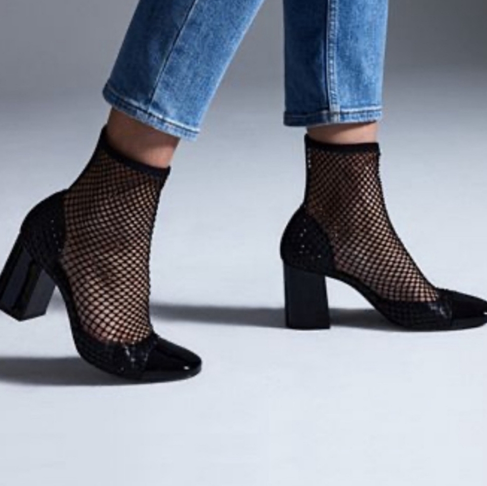 Steve Madden Eleanor Cap-Toe Mesh Sock Pumps